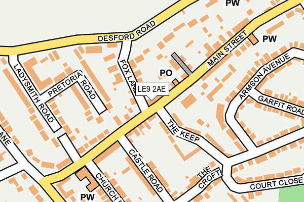 LE9 2AE map - OS OpenMap – Local (Ordnance Survey)