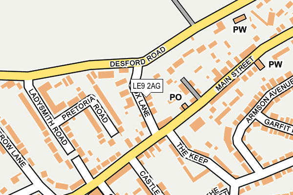 LE9 2AG map - OS OpenMap – Local (Ordnance Survey)