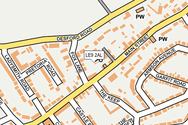 LE9 2AL map - OS OpenMap – Local (Ordnance Survey)