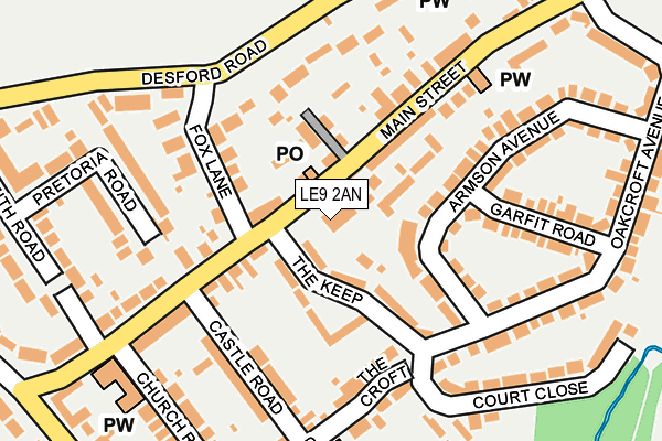 LE9 2AN map - OS OpenMap – Local (Ordnance Survey)