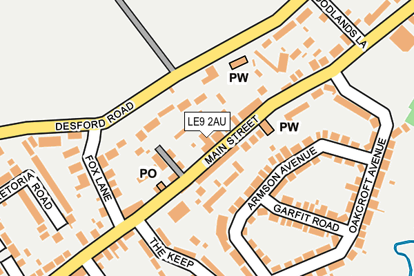 LE9 2AU map - OS OpenMap – Local (Ordnance Survey)