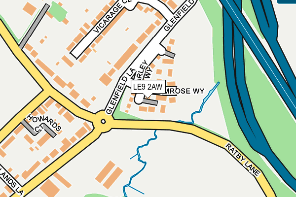 LE9 2AW map - OS OpenMap – Local (Ordnance Survey)