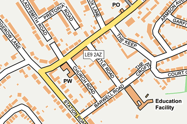 LE9 2AZ map - OS OpenMap – Local (Ordnance Survey)