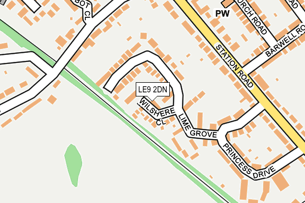 LE9 2DN map - OS OpenMap – Local (Ordnance Survey)