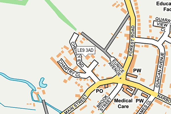 LE9 3AD map - OS OpenMap – Local (Ordnance Survey)