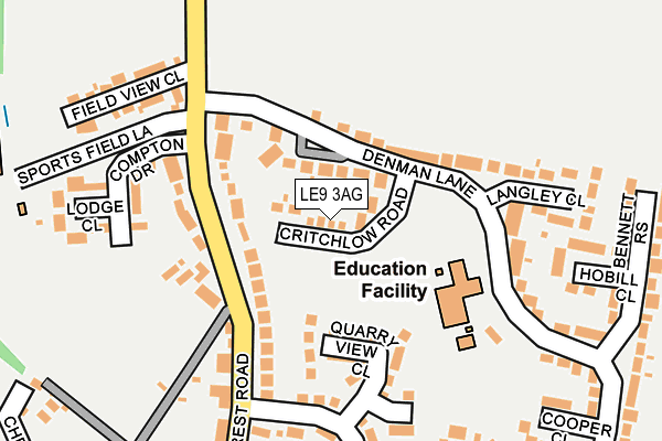 LE9 3AG map - OS OpenMap – Local (Ordnance Survey)