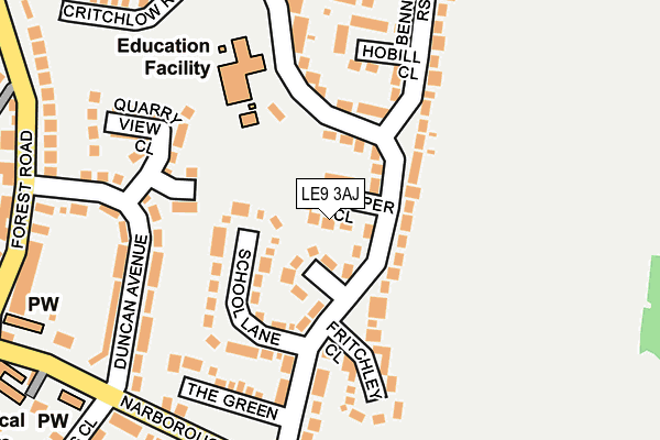 LE9 3AJ map - OS OpenMap – Local (Ordnance Survey)