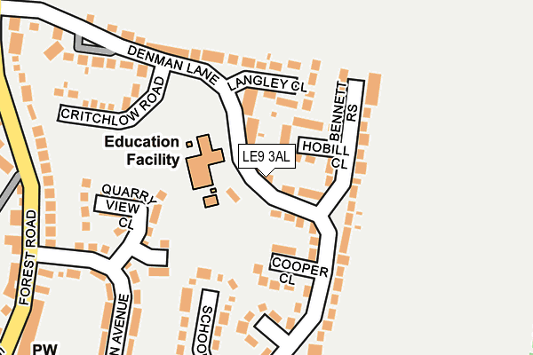 LE9 3AL map - OS OpenMap – Local (Ordnance Survey)