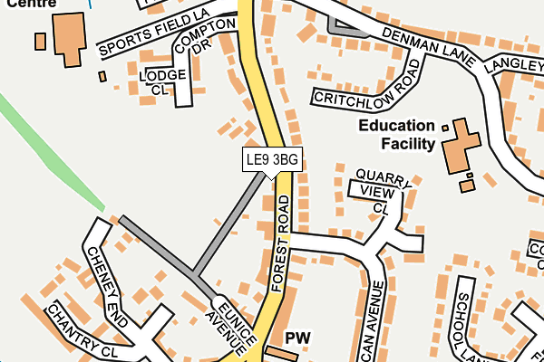 LE9 3BG map - OS OpenMap – Local (Ordnance Survey)