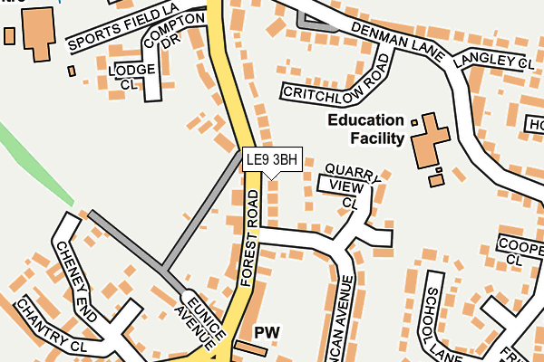 LE9 3BH map - OS OpenMap – Local (Ordnance Survey)