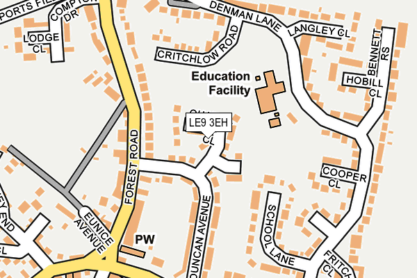 LE9 3EH map - OS OpenMap – Local (Ordnance Survey)