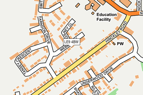 LE9 4BW map - OS OpenMap – Local (Ordnance Survey)