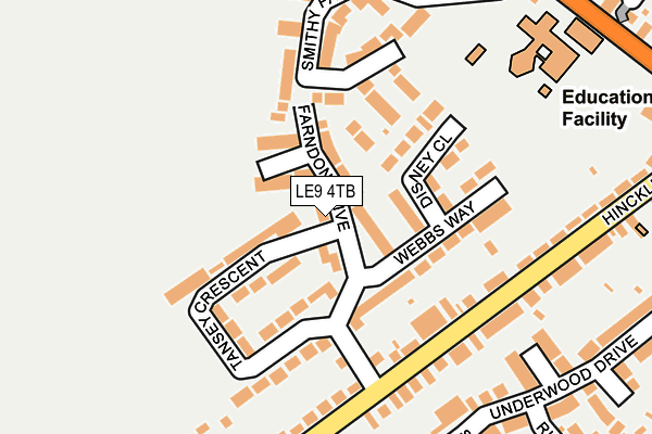 LE9 4TB map - OS OpenMap – Local (Ordnance Survey)