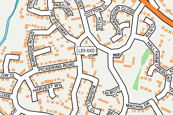 LE9 6XD map - OS OpenMap – Local (Ordnance Survey)