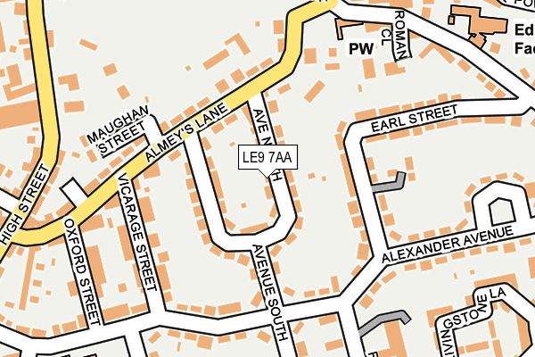LE9 7AA map - OS OpenMap – Local (Ordnance Survey)