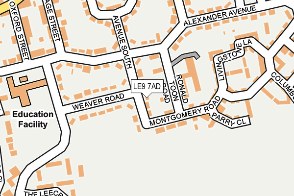 LE9 7AD map - OS OpenMap – Local (Ordnance Survey)