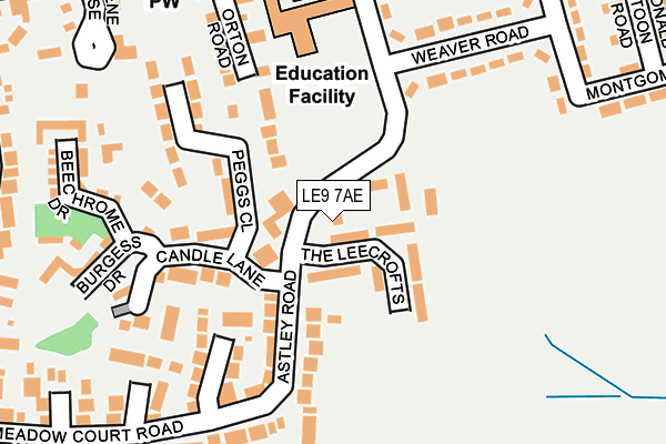 LE9 7AE map - OS OpenMap – Local (Ordnance Survey)