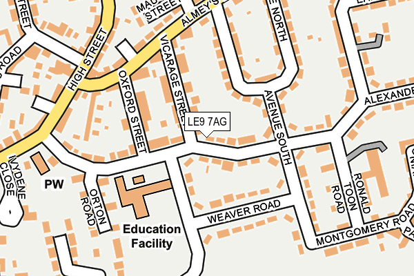 LE9 7AG map - OS OpenMap – Local (Ordnance Survey)