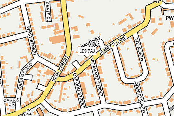 LE9 7AJ map - OS OpenMap – Local (Ordnance Survey)