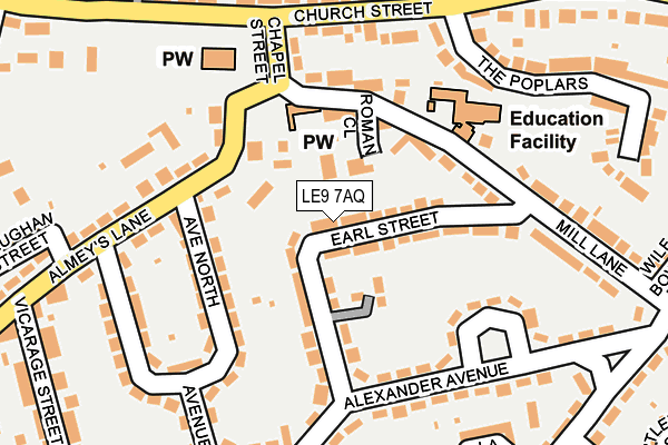 LE9 7AQ map - OS OpenMap – Local (Ordnance Survey)