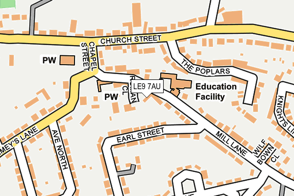 LE9 7AU map - OS OpenMap – Local (Ordnance Survey)