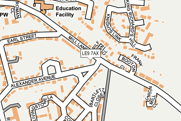 LE9 7AX map - OS OpenMap – Local (Ordnance Survey)