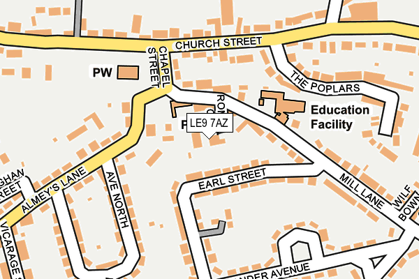 LE9 7AZ map - OS OpenMap – Local (Ordnance Survey)
