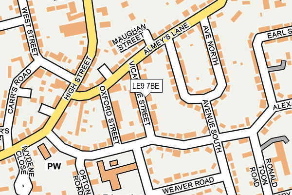 LE9 7BE map - OS OpenMap – Local (Ordnance Survey)