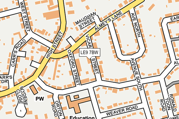 LE9 7BW map - OS OpenMap – Local (Ordnance Survey)