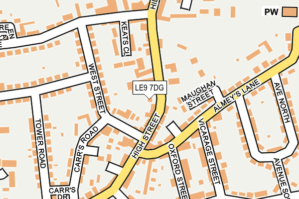 LE9 7DG map - OS OpenMap – Local (Ordnance Survey)