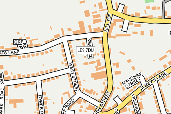 LE9 7DU map - OS OpenMap – Local (Ordnance Survey)