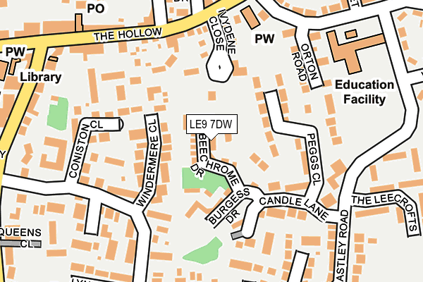 LE9 7DW map - OS OpenMap – Local (Ordnance Survey)