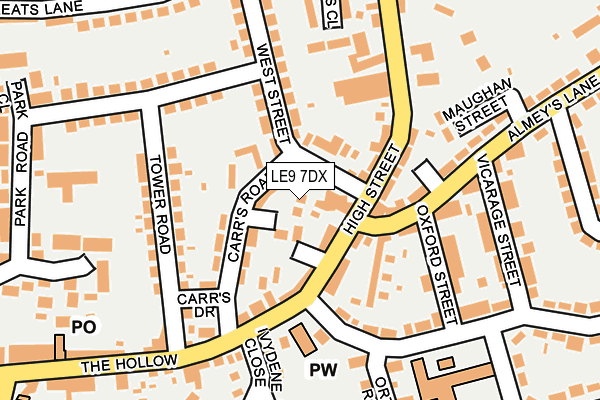 LE9 7DX map - OS OpenMap – Local (Ordnance Survey)