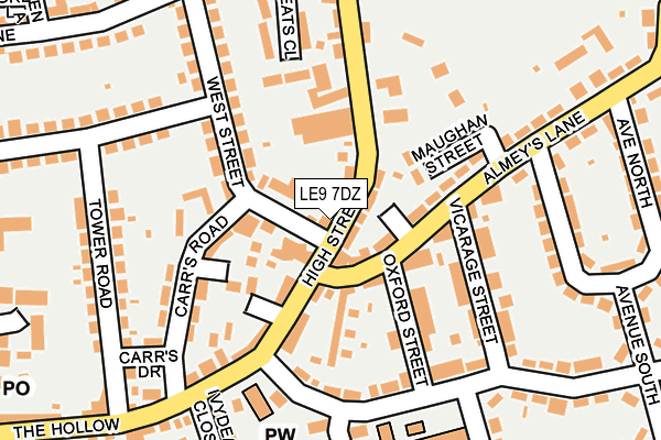 LE9 7DZ map - OS OpenMap – Local (Ordnance Survey)