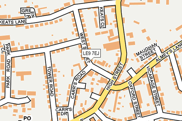 LE9 7EJ map - OS OpenMap – Local (Ordnance Survey)