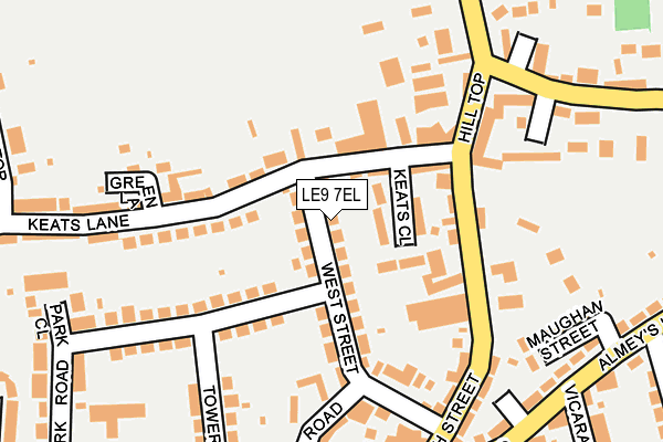 LE9 7EL map - OS OpenMap – Local (Ordnance Survey)