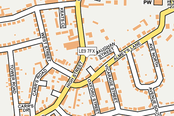 LE9 7FX map - OS OpenMap – Local (Ordnance Survey)