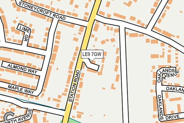 LE9 7GW map - OS OpenMap – Local (Ordnance Survey)