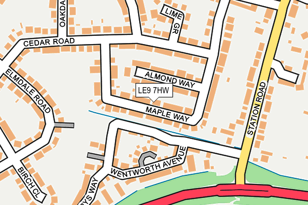 LE9 7HW map - OS OpenMap – Local (Ordnance Survey)