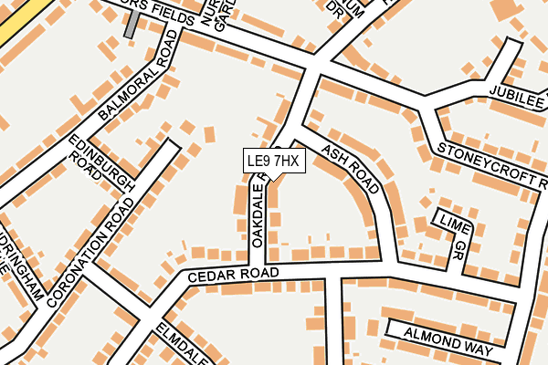 LE9 7HX map - OS OpenMap – Local (Ordnance Survey)
