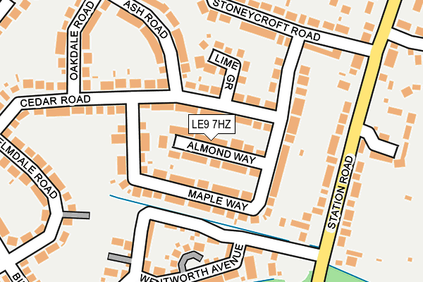 LE9 7HZ map - OS OpenMap – Local (Ordnance Survey)