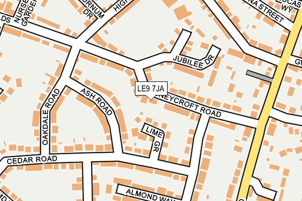 LE9 7JA map - OS OpenMap – Local (Ordnance Survey)