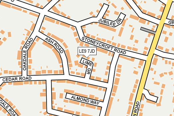 LE9 7JD map - OS OpenMap – Local (Ordnance Survey)