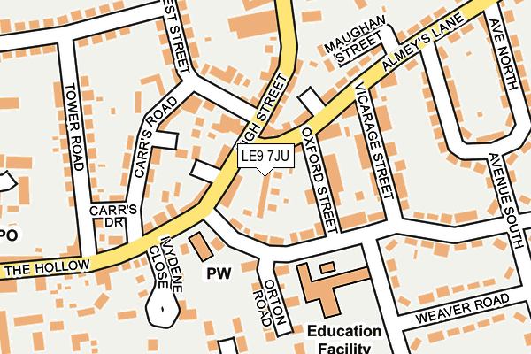LE9 7JU map - OS OpenMap – Local (Ordnance Survey)