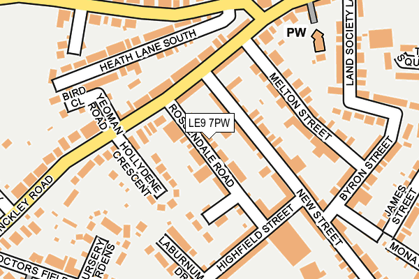 LE9 7PW map - OS OpenMap – Local (Ordnance Survey)