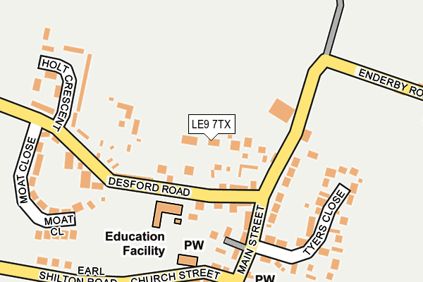 LE9 7TX map - OS OpenMap – Local (Ordnance Survey)