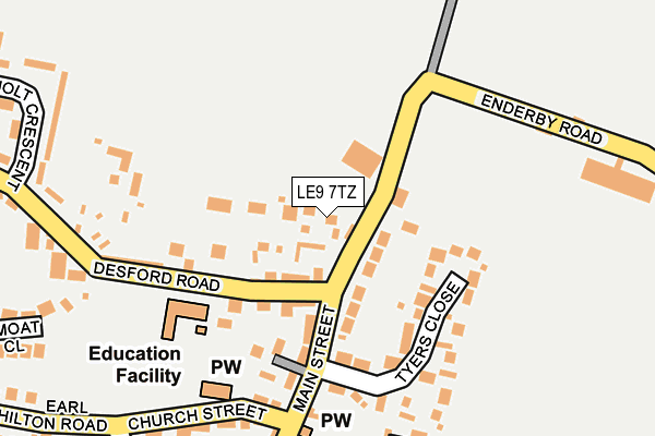 LE9 7TZ map - OS OpenMap – Local (Ordnance Survey)