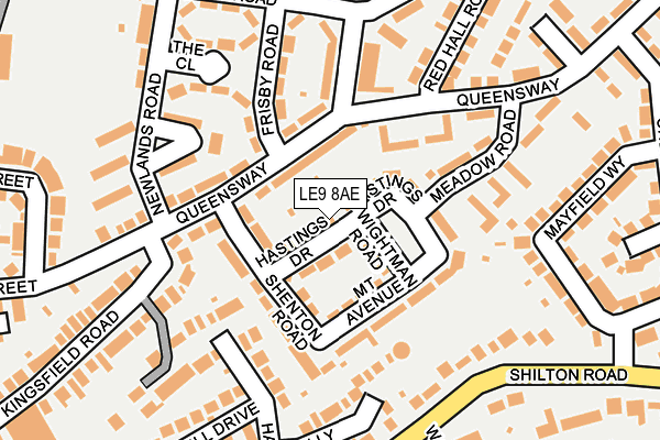 LE9 8AE map - OS OpenMap – Local (Ordnance Survey)