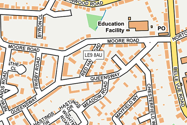 LE9 8AU map - OS OpenMap – Local (Ordnance Survey)