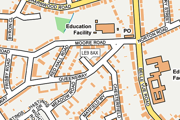 LE9 8AX map - OS OpenMap – Local (Ordnance Survey)